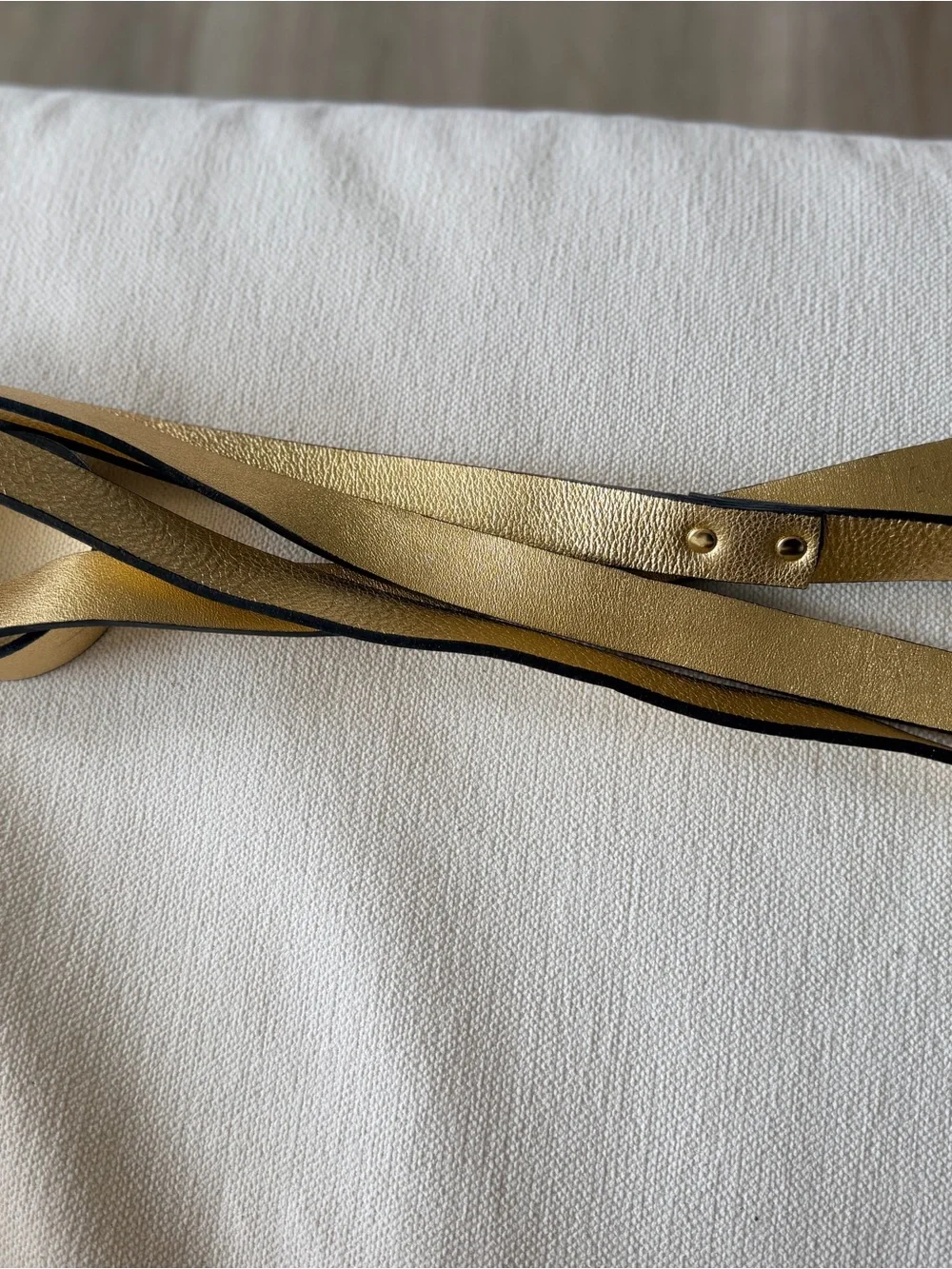 Jazmin Chebar -Metallic Gold Wrap Belt for Women - Slim Leather Waist Accent